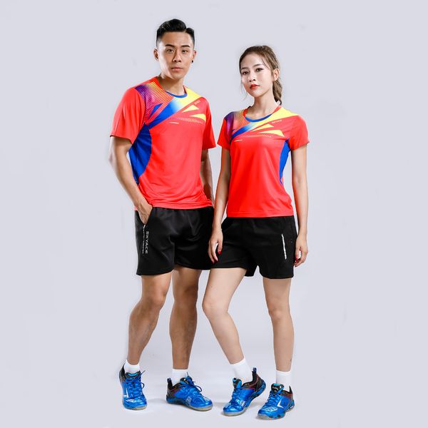 

adsmoney new badminton suit men's and women's children's table tennis suit short sleeve match team customization, White;yellow