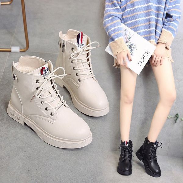 

ladies' boots, women's tide ins shoes 2019 new autumn english boots, white snow cotton and winter, Black