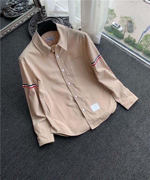 

19fw luxurious brand design thom tb shirt long sleeve fashion khaki breathable men and women casual outdoor browne shirt, Gray;blue