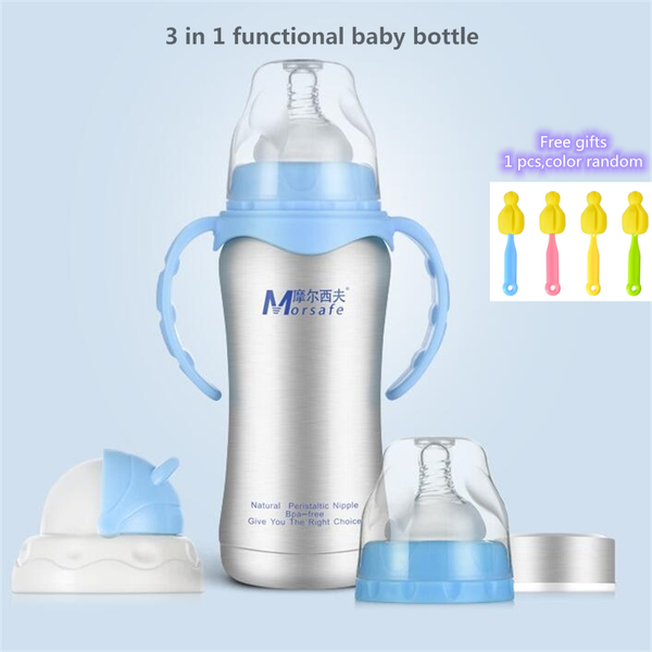 

240ml baby bottle thermos stainless steel feeding 3-in-1 nursing bottle nipple insulation cup vacuum flask milk