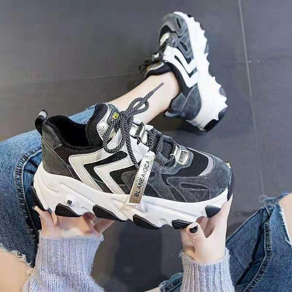 

spring and autumn 2020 new all-in-one net red ins fashion shoes suction mold bottom sports casual leather women's shoes, Black