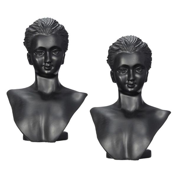 

2x boutique counter mannequin bust display rack for necklace pendant earring, Pink;blue