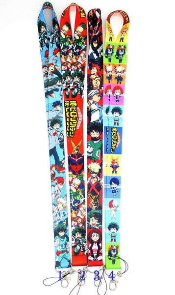 Commercio all'ingrosso 20 pz Anime My Hero Academia Cinghie cordino Portachiavi carta d'identità appendere corda Sling Neck strap Ciondolo Regali