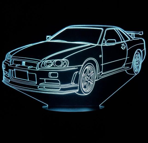

multi colors 3d car night lamp acrylic panel car shape led light with 7 colors change touch or remote control drop ship