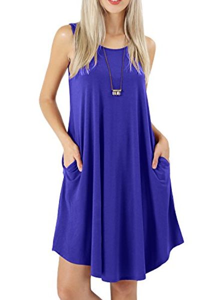 

peassa women's sleeveless pockets casual swing t-shirt short dresses, Black;gray