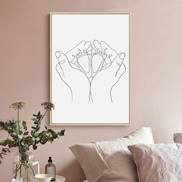

line hand wall art canvas picture abstract hands drawing print paintings minimalist posters and prints modern bedroom decoration