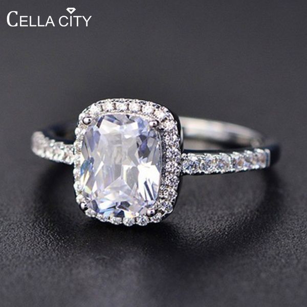 

cellacity geometry silver 925 jewelry gemstones ring for women sapphire emerald amethyst crystal female dating gift wholesale, Golden;silver