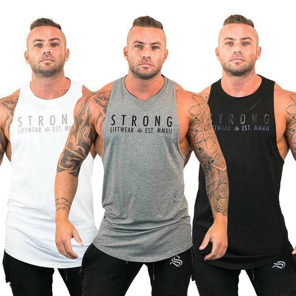 

fashion mens body building stringer tank y-back gym workout casual sports letter style vest shirt outwear m-2xl, Black;blue