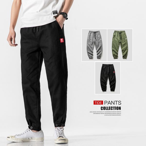 

casual mens joggers pants side multi-pockets cargo pants streetwear mens tracksuit trousers man sweatpant male designer trousers, Black