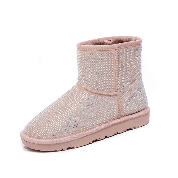 

2019 winter women's fashion sparkling shoes rhinestone snow boots non-slip warm cotton boots, Black