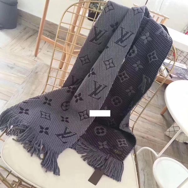 

2019 fashion winter scarf fashion cashmere letter scarf shawl for women men scarves size 180x32cm, Blue;gray