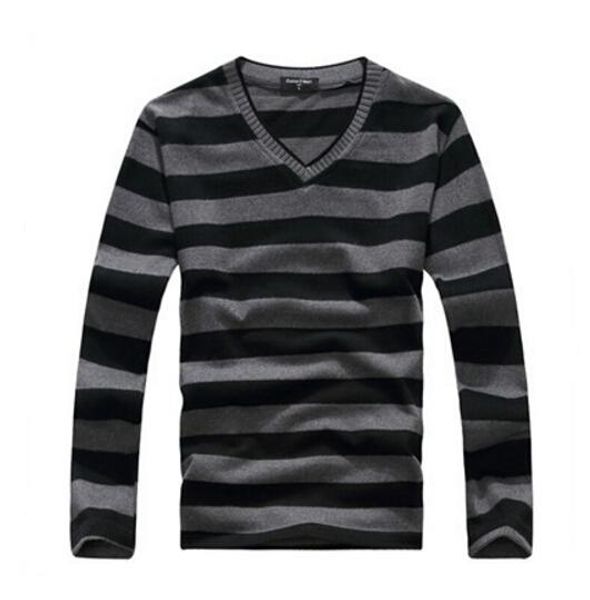 

мужские свитера нового прибытия мужские с длинными рукавами хлопок stripes свитер мода и горячего пуловер мужчины свитера азиатский размер, White;black