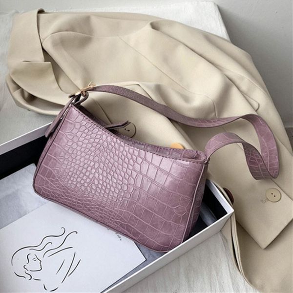 

ретро крокодил шаблон подмышки сумка 2020 женщины искусственная кожа сумка французский багет роскошный аллигатор леди сумка тотализаторы