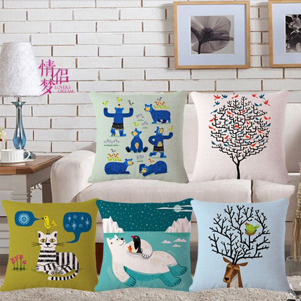 

originality inbetweening hand cartoon cotton flax pillow back cushion set