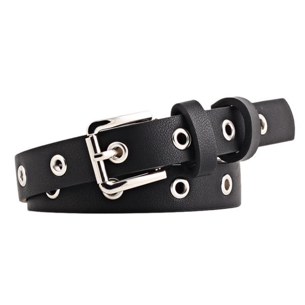 

fashion gothic pu waist belt patchwork row hole belt women buckle belts punk waistband black, Black;brown