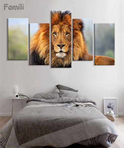 

5 панель wall art современный печатный животное лев картина маслом холст картины home decor для гостиной печать холст без рамы