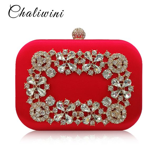 

lady wedding handbags flower crystal diamond femme messenger bags day clutches with chains women evening bags vegan wallet