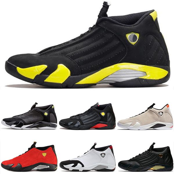 

2019 new 14 14s candy cane black toe fusion varsity red suede men basketball shoes last sthunder black yellow dmp sneakers