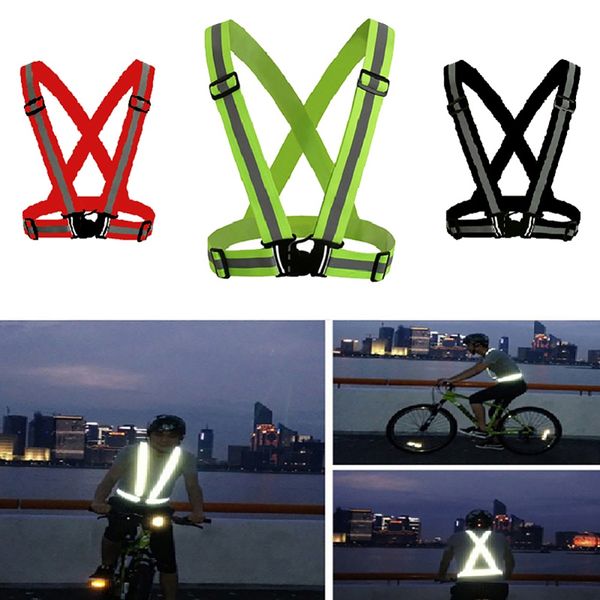 

adjustable safety security high visibility reflective vest gear stripes jacket night running wholesale