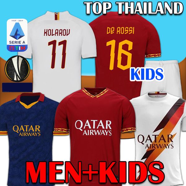 

19 20 Maglia da Calcio AS Roma Soccer Jersey DE ROSSI DZEKO ZANIOLO 2019 2020 Rome Third PEROTTI TOTTI Jerseys MEN KIDS football kit shirt