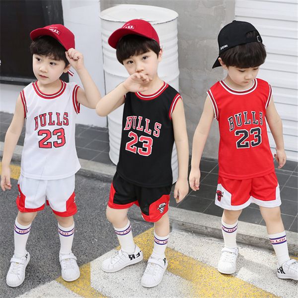 

kids clothes 3 colors toddler boy clothes kids basketball uniform tracksuit 2pcs set kids boys girls sports clothes set outfit jy282, White