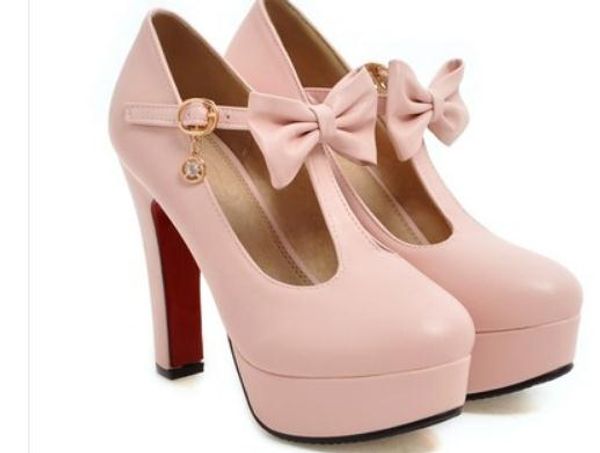 

2019 women's shoes in spring and autumn with new style high heel coarse heel round head waterproof table bowknot @2111, Black