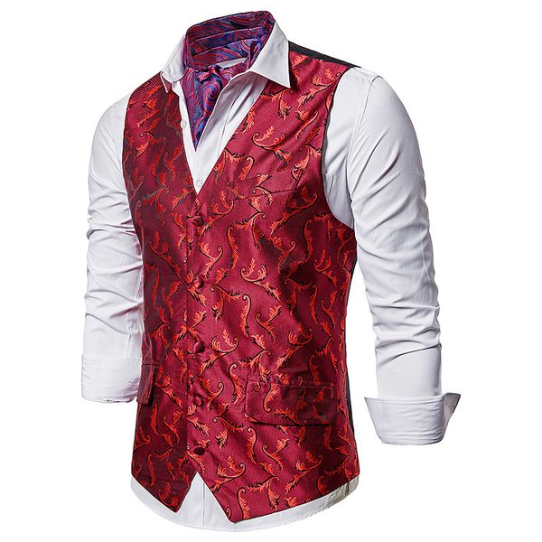 

men's medieval court jacquard vest single breasted vest waistcoat for suit or tuxedo gilet homme, Black;white
