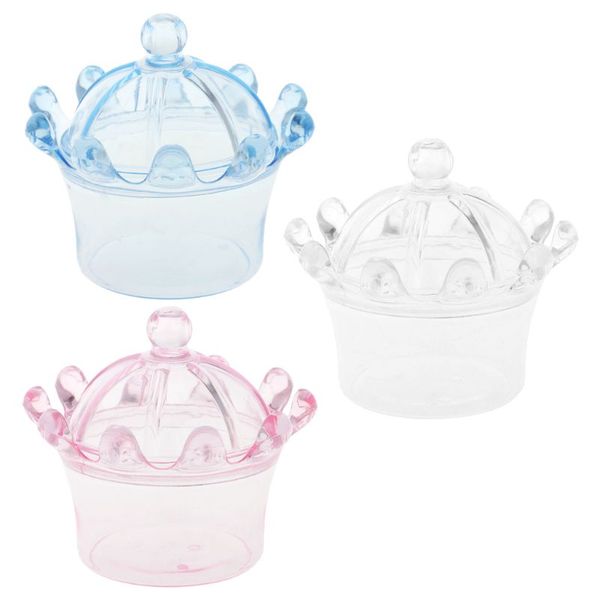 

5 pcs romantic transparent crown sharped plastic candy box for wedding birthday party decoration supplies gift