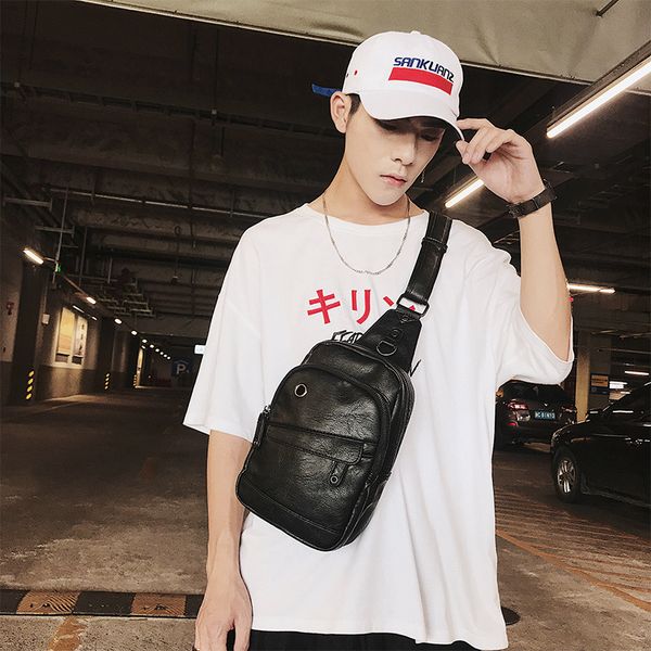 

original new korean men's bag fashion leather chest bag korean men's