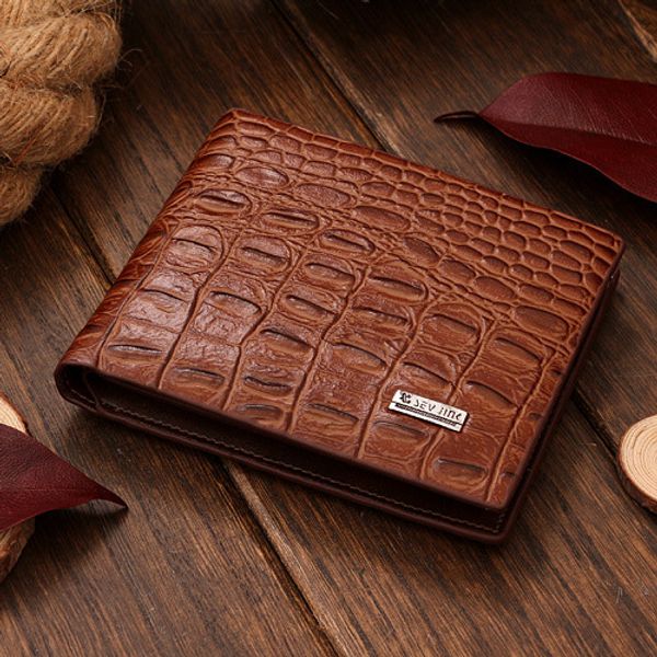 

fashion men wallets designer leather brand quality black brown and crocodile pattern purse wallet for men ing, Red;black