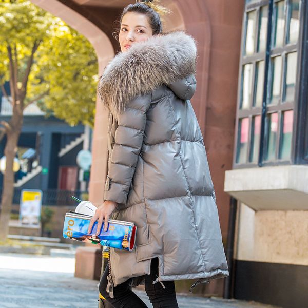 

winter coat women leather down jacket 2019 new raccoon fur collar hooded warm coats sheepskin genuine leather coat female an121, Black