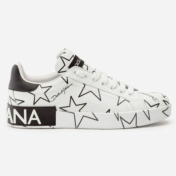 

new men and women mixed star print nappa leather portofino sneakers luxury designer shoes men and women sports shoes leather quality, Red;white