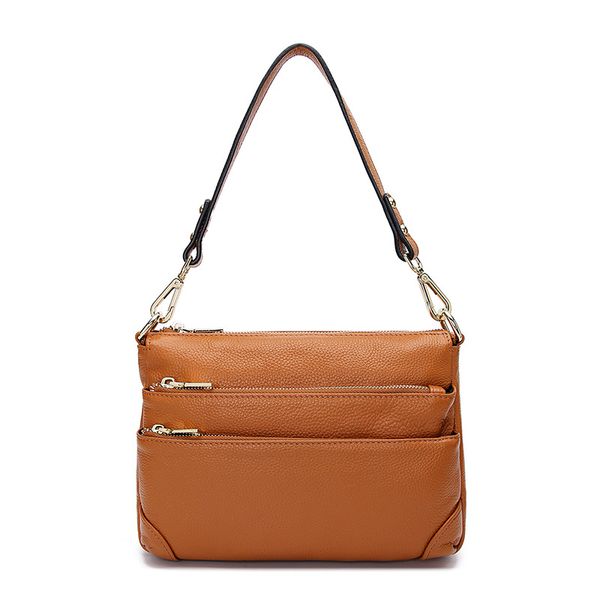 

new genuine leather handbags multi-zipper leather shoulder bag cowhide women handbag gn-sb-tnzpdl