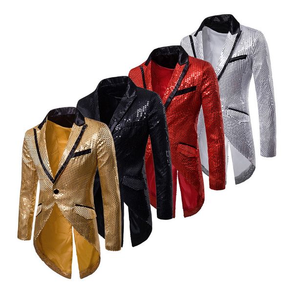 

monerffi sequin blazers gold silver jacket patchwork men dress suit jacket slim night club performances tuxedo dress, White;black