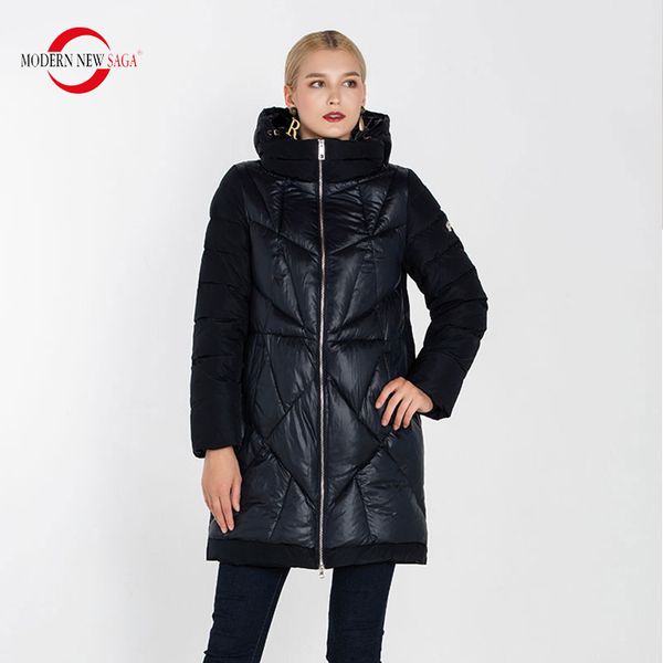 

modern new saga women coat winter cotton padded coat warm long jacket parka women winter jacket plus size ladies, Black