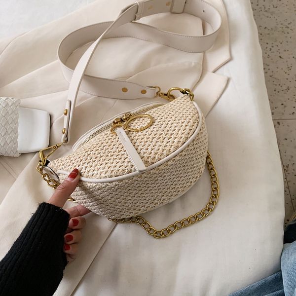 

straw beach bag crossbody bag for women 2020 summer design female shoulder messenger handbag lady chain travel chest