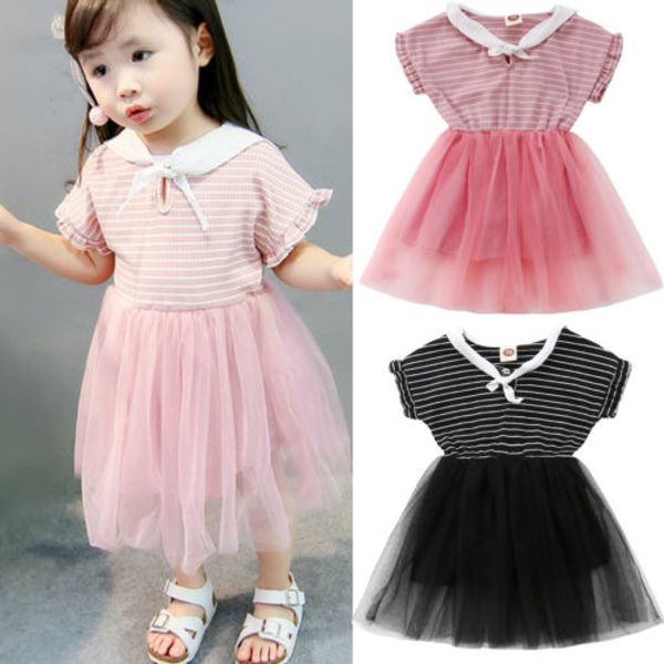 

2018 new arrival baby girls stripe dress lace tutu tulle dress toddler summer party fancy dress outfits kids girl costume, Red;yellow