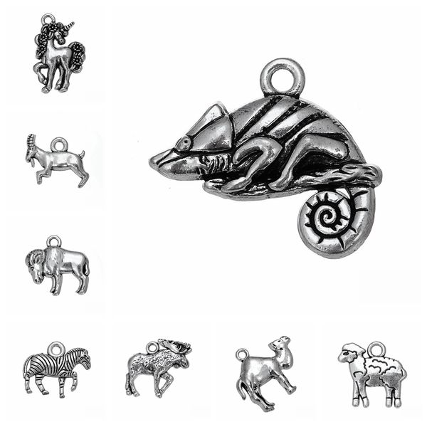 

10pcs charms jewelry findings accessories vegetarian animal deer horse goat rhinoceros orangutan monkey panda antique silver, Bronze;silver