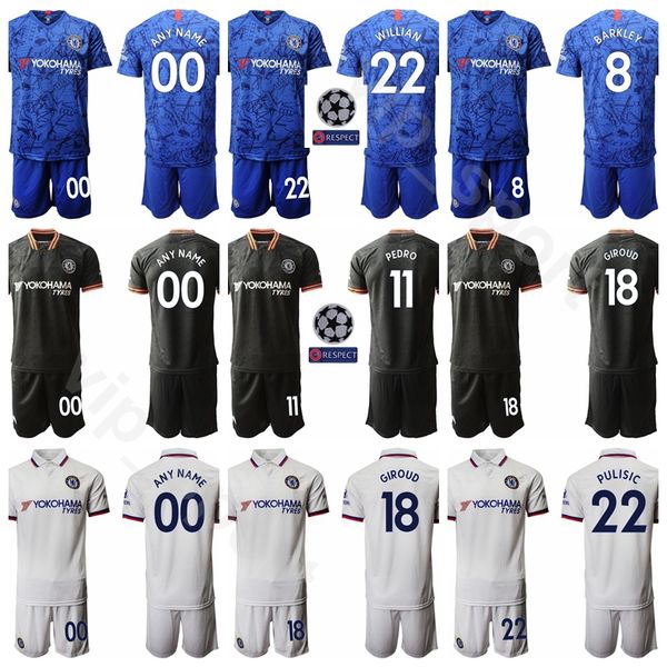 

men 2020 soccer 22 christian pulisic jersey set 18 olivier giroud 14 tiemoue bakayoko 8 ross barkley 10 willian football shirt kits, Black