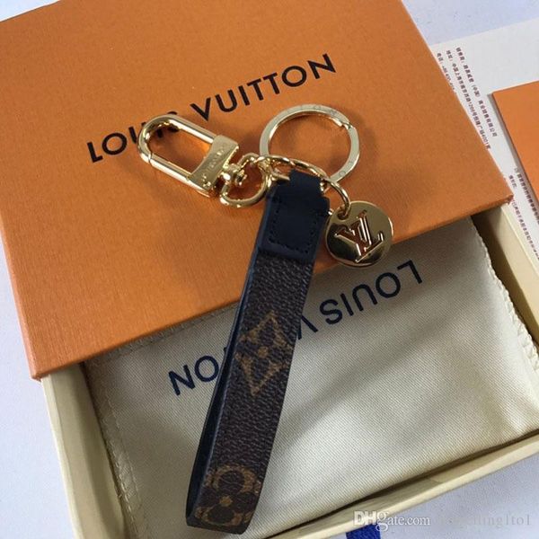 

2019 fashion keychain classic key chain real leather with stainless steel keychain keyring in white gold with black with box l801, Silver