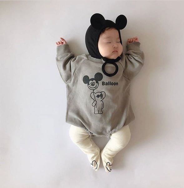 

2019 новых мальчиков и девочек медведь флис длинными рукавами печатных romper + шапочка cap infant toddler climbing костюм зимний комбинезон, Blue