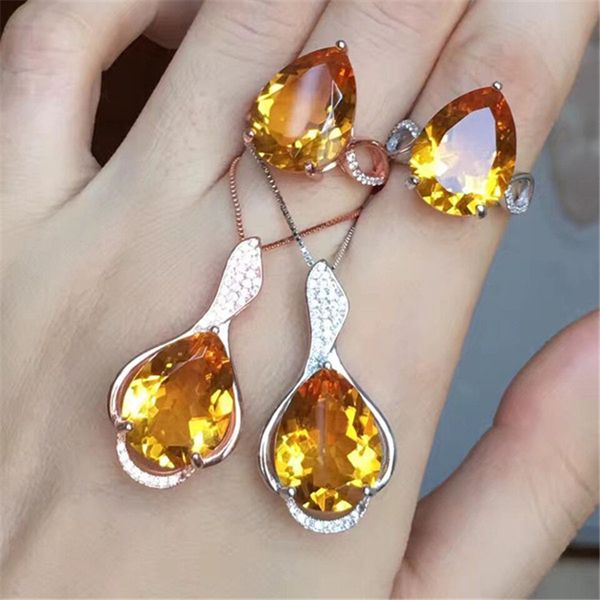 

kjjeaxcmy boutique jewels 925 pure silver inlay natural z female ring + necklace + pendant set inlay accessories, Black