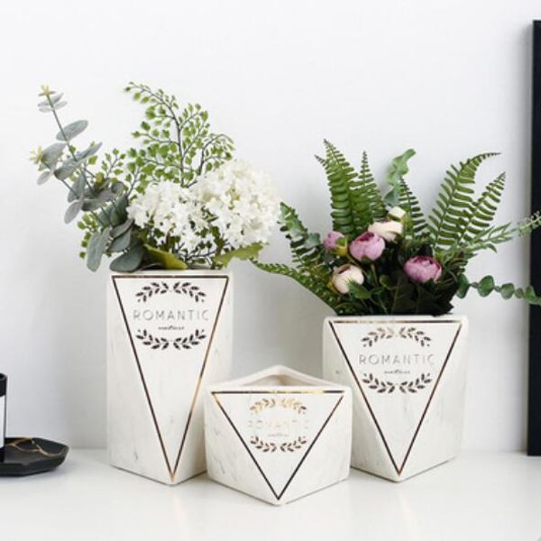 2019 Nordic Creative Home Living Room Geometry Diamond Print Vase