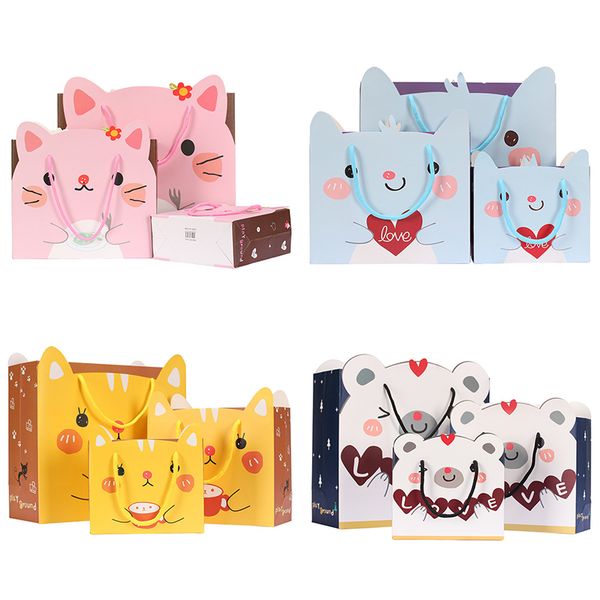 

10pcs kraft paper bags treat candy bag cartoon animals bags for wedding birthday easter festival party favors supplie gift bag