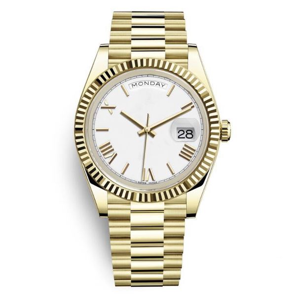 

1 day date new luxury watch men daydate sapphire glass golden white watch crown automatic designer roman number president watches orologio w, Slivery;brown