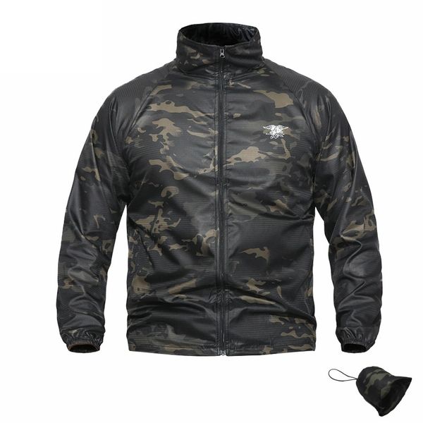 

summer jacket men bomber camouflage tactical seal skin sunscreen waterproof comabt camo jacket coat men outwear windbreaker male, Black;brown
