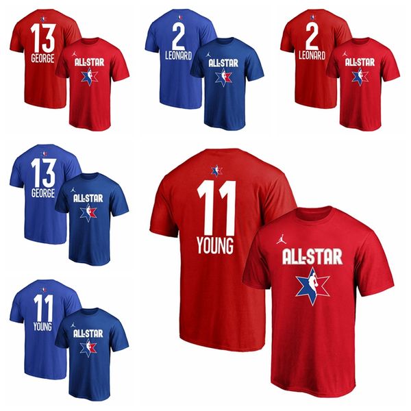 

kawhi leonard paul george la clippers men trae young atlanta hawks men 2020 all-star game player basketball t-shirt, Black;red