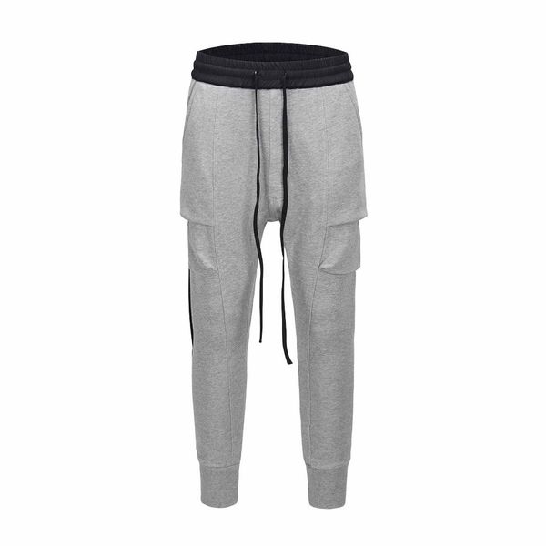 

hi street ro style drop crotch drape ribbon belt skinny sweatpants, Black
