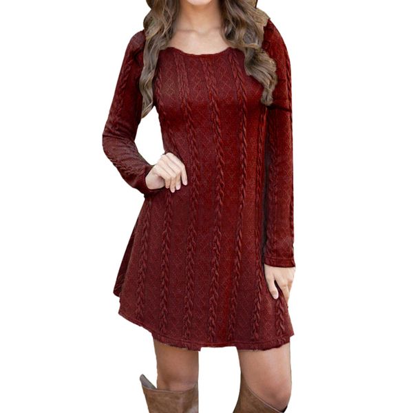 

Women Ladies Long Sleeve Crewneck Jumper Slim Casual Knitted Sweater Mini Dress Sweater Tops Female Women Blouse Clothing