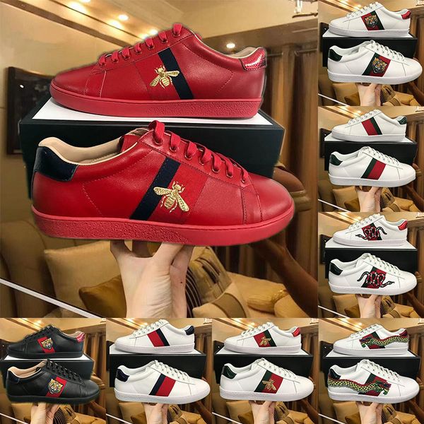 

2019 bee sneakers ace designer casual shoes utility red triple white vintage black real leather luxury flat dress shoe star pineapple tiger